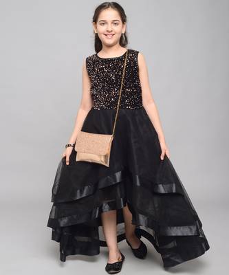 Gold embroidered velvet kids-girl-gowns 1