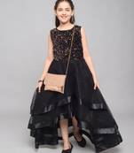 Gold embroidered velvet kids-girl-gowns