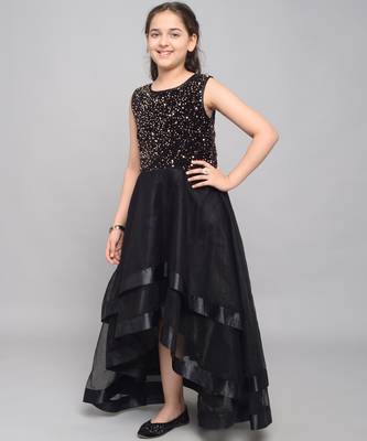 Gold embroidered velvet kids-girl-gowns 3