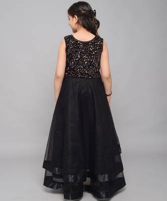 Gold embroidered velvet kids-girl-gowns 4