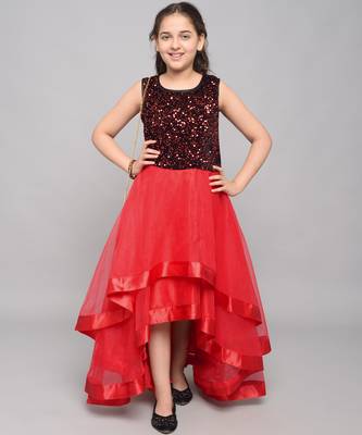 Red embroidered velvet kids-girl-gowns 1