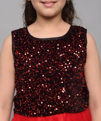 Red embroidered velvet kids-girl-gowns 5