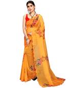 Yellow Organza Saree With Blouse Piece