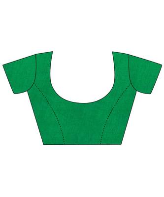 parrot green Organza saree with blouse piece 6