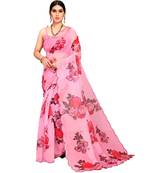 Baby Pink Organza Saree With Blouse Piece