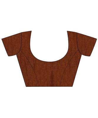 brown Organza saree with blouse piece 6