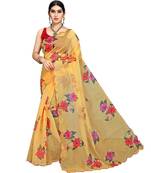 Yellow Organza Saree With Blouse Piece