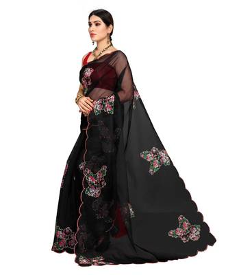 Black Organza Saree With Blouse Piece 2