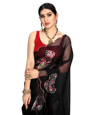 Black Organza Saree With Blouse Piece 5