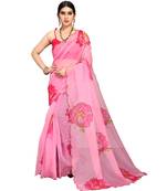 baby pink organza saree with blouse piece