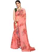 Peach Organza Saree With Blouse Piece