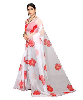 white organza saree with blouse piece 2