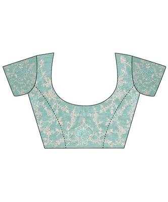 Sky Blue Super Net Saree With Blouse Piece 6