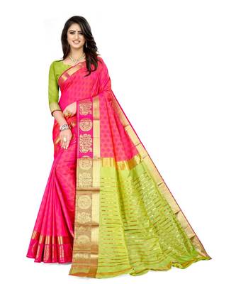 pink soft Silk saree with blouse piece 1