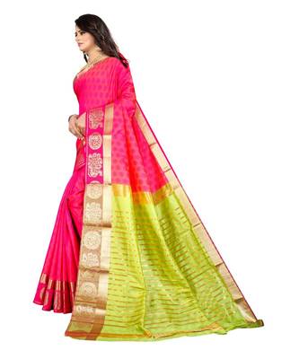 pink soft Silk saree with blouse piece 2