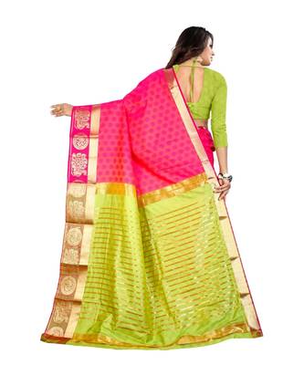pink soft Silk saree with blouse piece 3