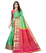 Teal Green Soft Silk Blend Saree With Blouse Piece