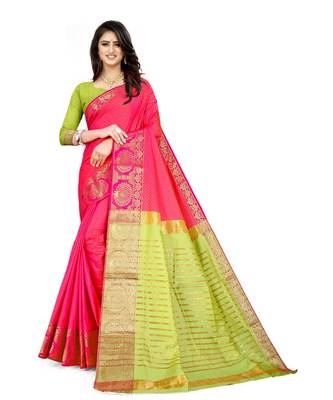pink soft Silk saree with blouse piece 1