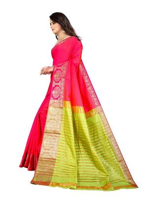 pink soft Silk saree with blouse piece 2