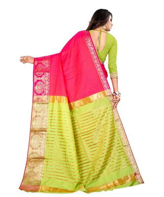pink soft Silk saree with blouse piece 3