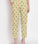Green printed cotton trousers