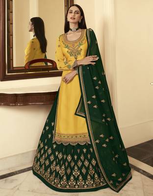 Yellow embroidered georgette salwar 1