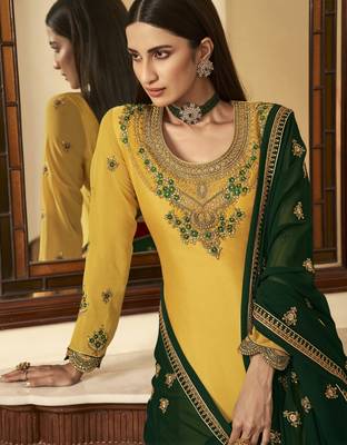 Yellow embroidered georgette salwar 2