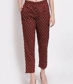 Maroon printed cotton trousers