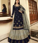 Navy-blue embroidered georgette salwar