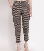Coffee printed cotton trousers