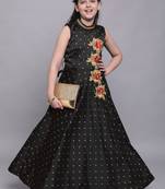 Black woven taffeta kids-girl-gowns