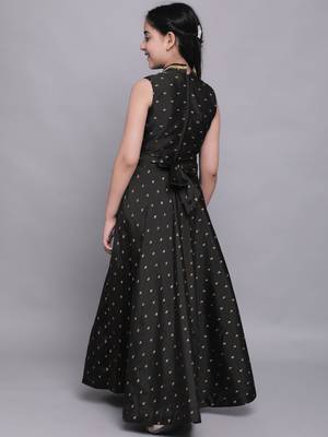 Black woven taffeta kids-girl-gowns 4