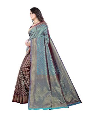 blue Soft Maithili silk saree with blouse piece 2