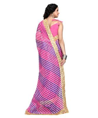 Pink Organza Saree With Blouse Piece 3