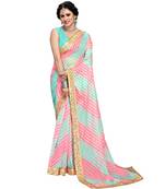 aqua blue organza saree with blouse piece