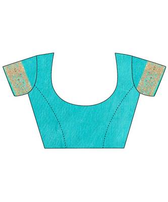 aqua blue saree with blouse piece 6