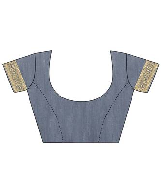 grey organza saree with blouse piece 6