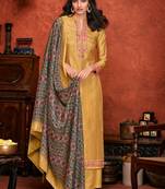 Yellow embroidered silk salwar