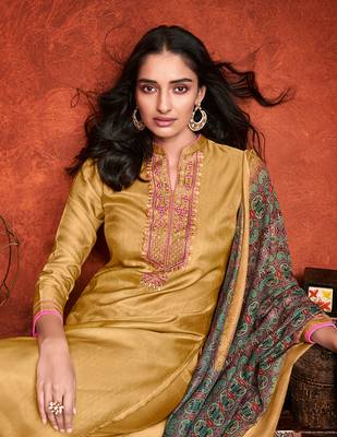 Yellow embroidered silk salwar 3