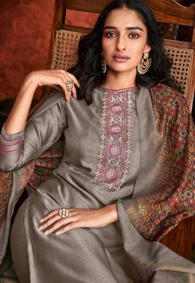 Grey embroidered silk salwar 3