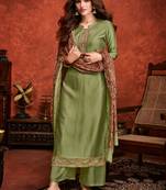 Light-green embroidered silk salwar