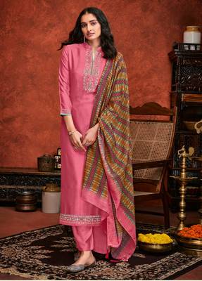 Pink embroidered silk salwar 1