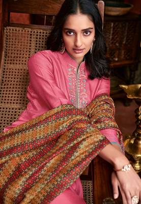 Pink embroidered silk salwar 2