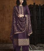 Purple embroidered faux georgette salwar