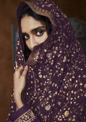 Purple embroidered faux georgette salwar 2