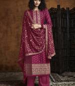 Rani-pink embroidered faux georgette salwar