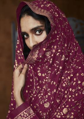Rani-pink embroidered faux georgette salwar 2