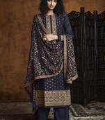 Navy-blue embroidered faux georgette salwar