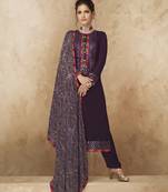 Wine embroidered faux georgette salwar