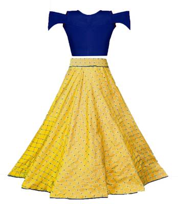 Blue woven taffeta girls-top-bottom 2
